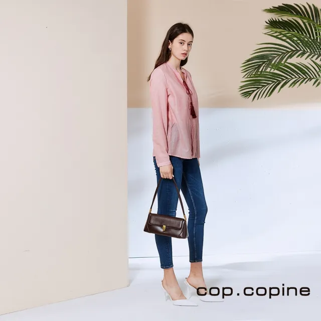 【ICHE 衣哲】Cop.Copine 法國原裝進口流蘇造型襯衫上衣-花簇粉