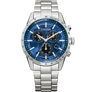 【CITIZEN 星辰】限量 日本藍 光動能紳士三眼計時手錶 送行動電源(BL5590-55L)