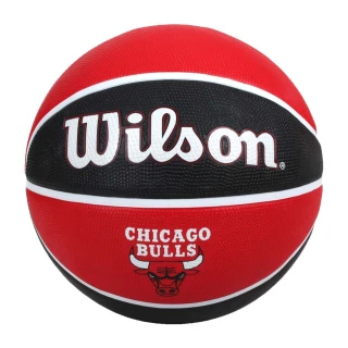 【WILSON】NBA隊徽系列 公牛隊橡膠籃球#7-訓練 室外 7號球 紅黑白(WTB1300XBCHI)