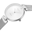 【OBAKU】渦旋幾何時尚腕錶-銀X白(V256LXCIMC)