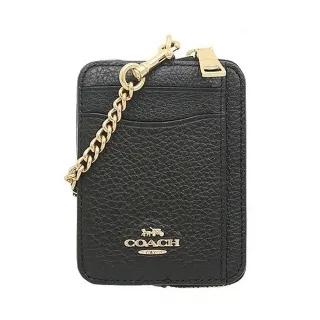 【COACH】黑色立體CLOGO皮革卡片盒零錢包(6303 IMBLK)