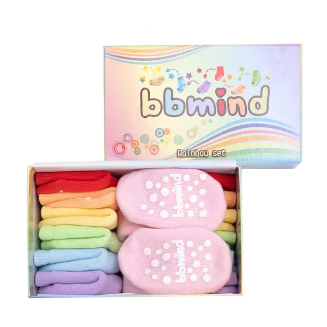 【Familidoo 法米多】bbmind 彩虹寶寶襪7入禮盒(春夏款嬰兒襪禮盒 台灣製)