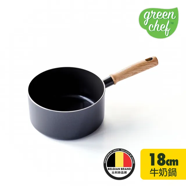 【GreenChef】greenpan 東京木紋系列18cm陶瓷不沾鍋單柄湯鍋(鋯石黑)