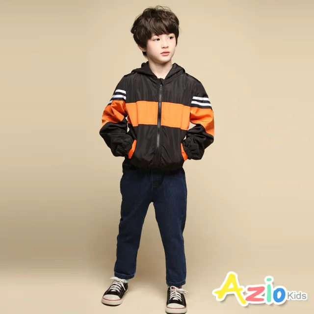 【Azio Kids 美國派】男童 長褲 百搭基本款彈性牛仔長褲(藍)