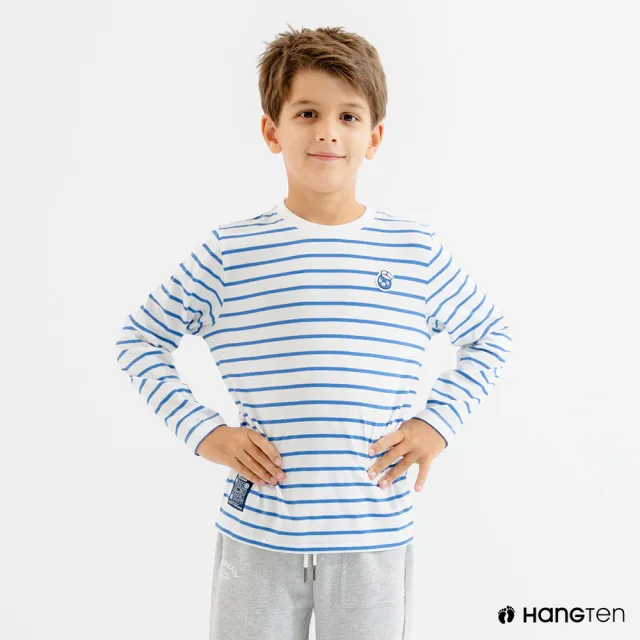 【Hang Ten】童裝-Big Blue有機棉海洋風格長袖T恤(淺藍色)