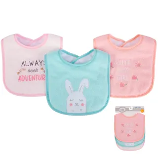 【Luvable Friends 甜蜜寶貝】嬰幼兒雙層吸水口水巾圍兜3入組_兔兔寶貝(LF01792)