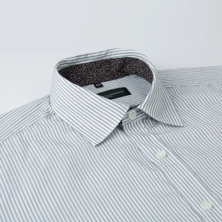 【ROBERTA 諾貝達】台灣製 合身版 簡約條紋 純棉長袖襯衫(灰色)