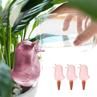 【園藝造型用具】小鳥造型自動澆花器3入(植物盆栽布置 自動滴水器 家用懶人澆水器 綠植造景 多肉 澆花瓶)