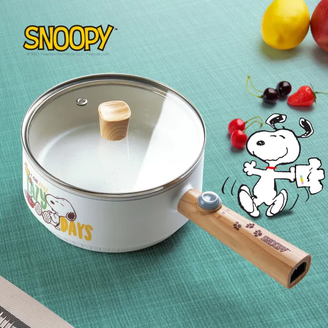 【SNOOPY 史努比】吃貨系列-S18 多功能美食料理不沾電火快煮烹飪鍋+M1812不鏽鋼蒸籠(BY011018/SY011018-12)