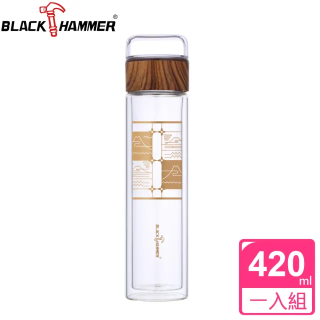 【BLACK HAMMER】鐵花窗雙層耐熱玻璃瓶-420ml(多款式任選)