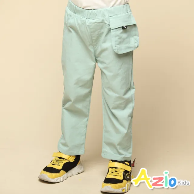 【Azio Kids 美國派】男童 長褲 立體腰包純色休閒長褲(綠卡其黑三色)