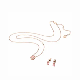 【SWAROVSKI 官方直營】Millenia 套裝八角形切割 Swarovski 鋯石  粉紅色  鍍玫瑰金色調 交換禮物