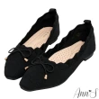 【Ann’S】甜美滾邊蝴蝶結-彈力飛織方頭芭蕾舞平底鞋(黑)