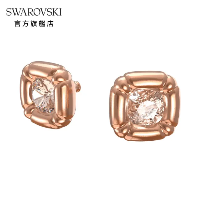 【SWAROVSKI 官方直營】Dulcis 耳釘 枕形切割Swarovski水晶  玫瑰金色調 交換禮物