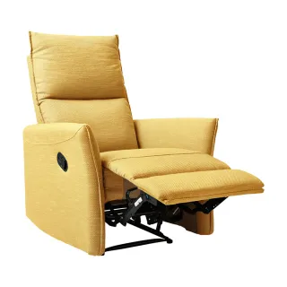 【hoi! 好好生活】林氏木業頭手動型獨立筒單人躺椅沙發 LS170-芒果黃