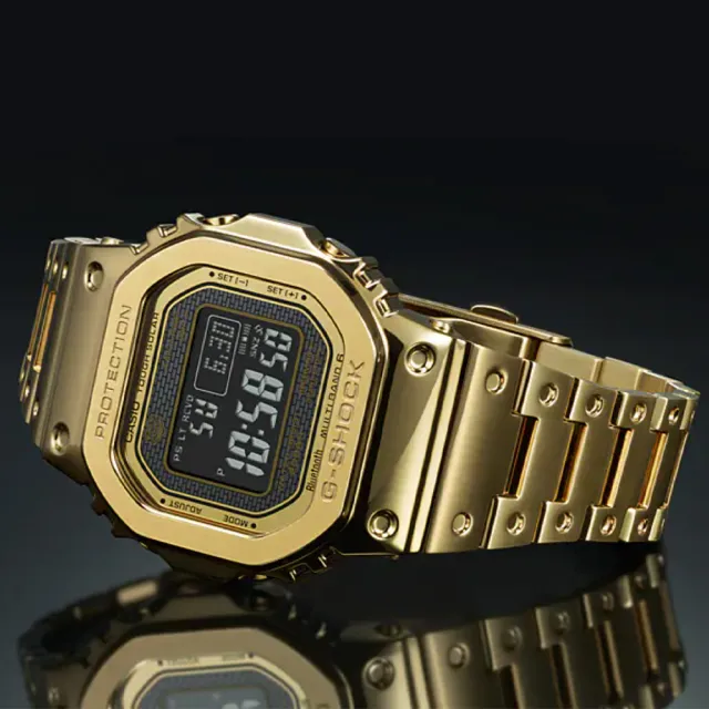 【CASIO 卡西歐】G-SHOCK 全金屬太陽能智慧藍牙電波錶-金色(GMW-B5000GD-9)