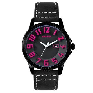 【GOTO】鮮彩數字潮流手錶-桃紅刻度x黑帶(GL1189B-33-3F2)