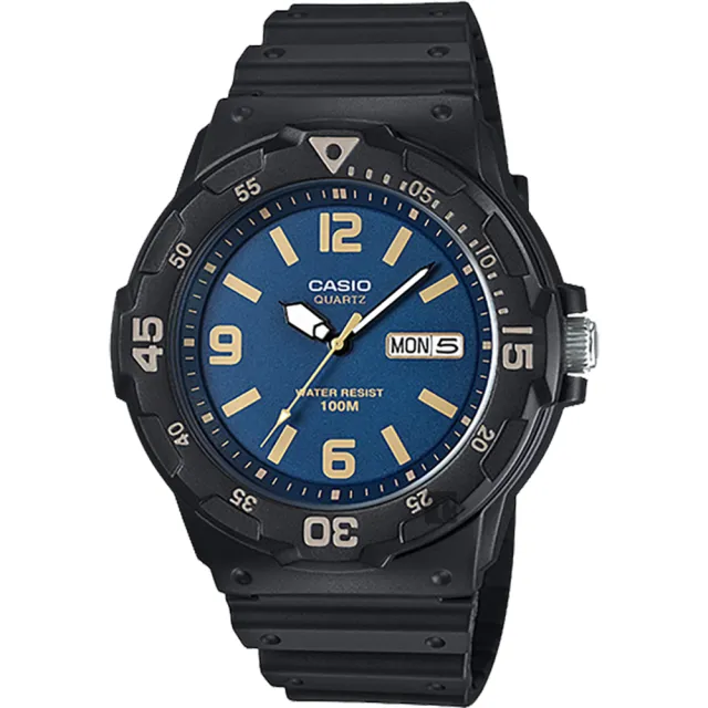 【CASIO 卡西歐】學生錶 DIVER LOOK 潛水運動風手錶-藍x黑/47.9mm 考試手錶 開學(MRW-200H-2B3)