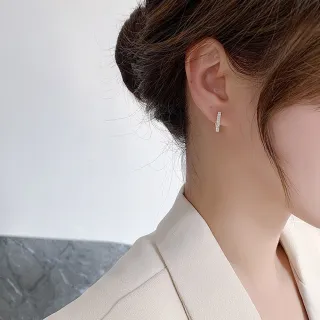 【Quenby】韓國簡約日常上班族最愛方形帶鑽耳環/耳扣(耳環/配件/交換禮物)
