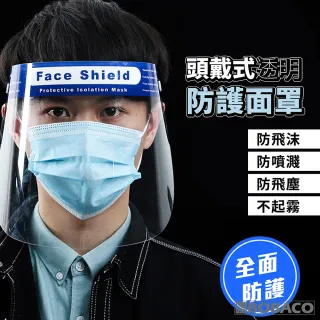 【大船回港】頭戴式透明防護面罩-5入(防疫隔離面罩/全臉防護面具/不起霧/透明面罩/防飛沫防塵防噴濺)