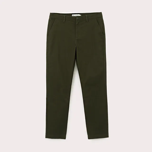 【Hang Ten】男裝-SLIM TAPERED FIT修身錐形長褲(深綠色)
