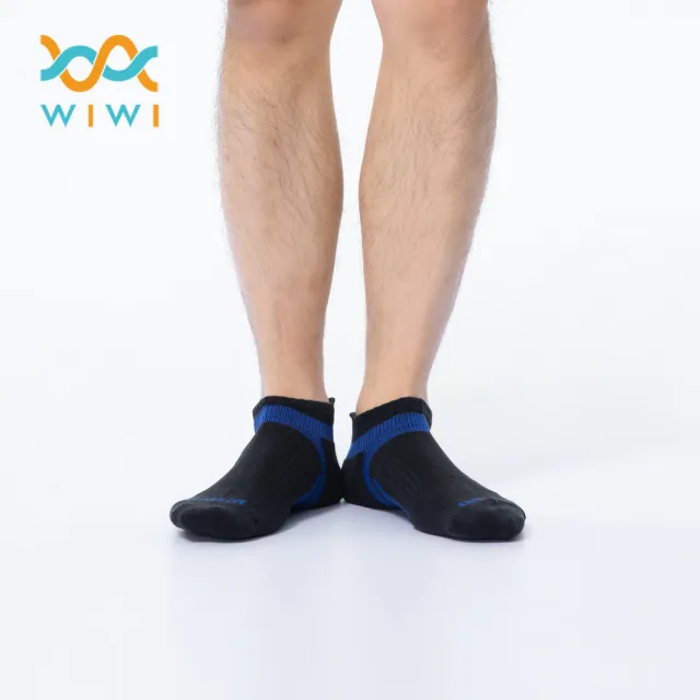 【WIWI】【現貨】活力運動抑菌船型除臭襪 男生-黑藍色 M-XL(MIT台灣製造 除臭抑菌 銀離子 光觸媒 襪子)