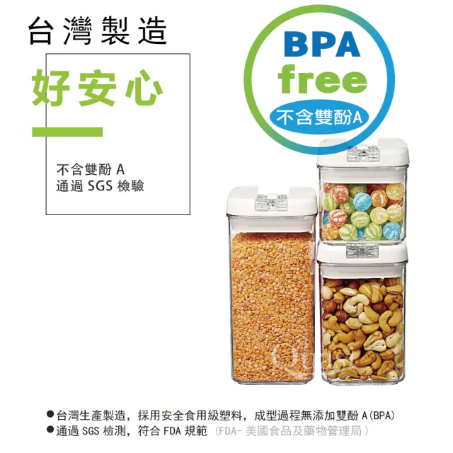 【Felli 飛綠】易百拉方形密封罐800mlx3(買一組再送一組)