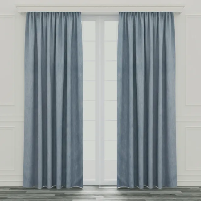 【特力屋】全遮光窗簾290x240牛仔藍可水洗塗層