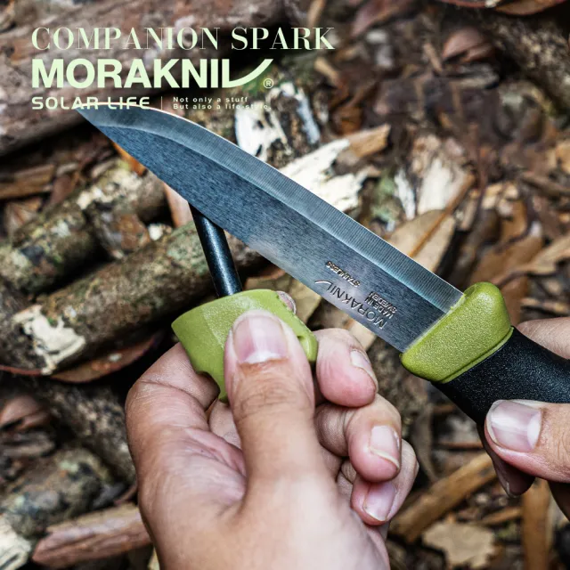 【MORAKNIV】不鏽鋼直刀 附打火石 Companion Spark(戶外直刀 求生野營刀 多功能露營刀 登山直刀 莫拉刀)