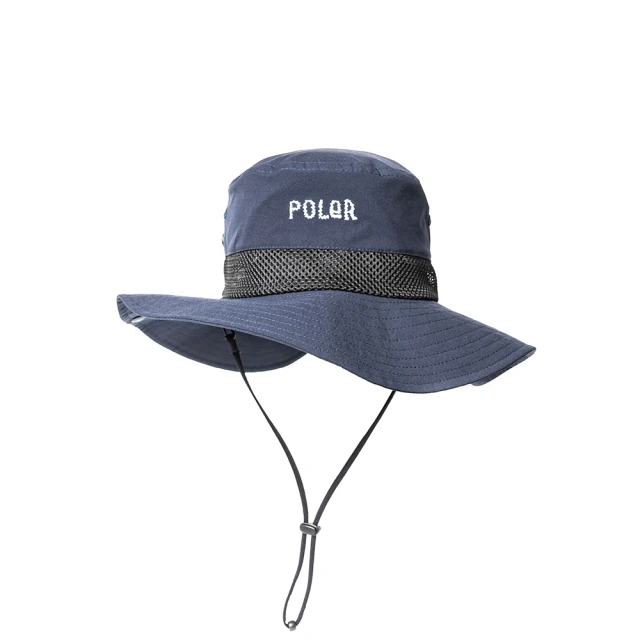 【POLER STUFF】戶外時尚必備日本限定 POLER LONG BRIMHAT 可收納網布漁夫帽(藍色)