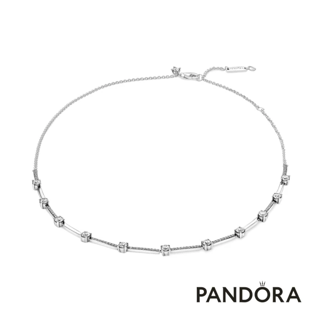 【Pandora官方直營】璀璨密鑲寶石飾條短項鏈-絕版品
