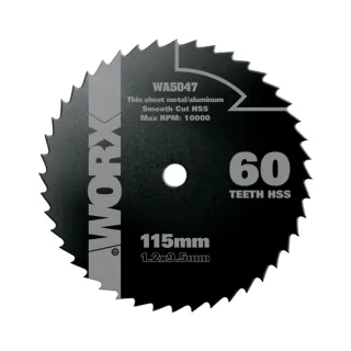 【WORX 威克士】115mm 60T HSS 高速鋼木材 / 金屬圓鋸片(WA5047)