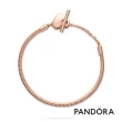 【Pandora官方直營】Pandora Moments 心形 T 字扣蛇形手鏈：鍍14k玫瑰金