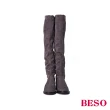 【A.S.O 阿瘦集團】BESO 彈力絨布顯瘦過膝低跟靴(灰)