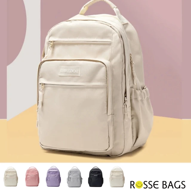 【Rosse Bags】日本糖果色系防潑水雙肩後背包(現+預  黑 / 粉 / 紫 / 灰 / 卡其 / 米白)