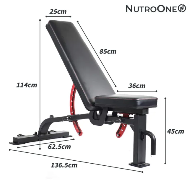 【NutroOne】專業商用健身椅(400公斤承重/9+3段可調角度)
