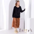 【betty’s 貝蒂思】長版圓領幾何圖毛衣(黑色)