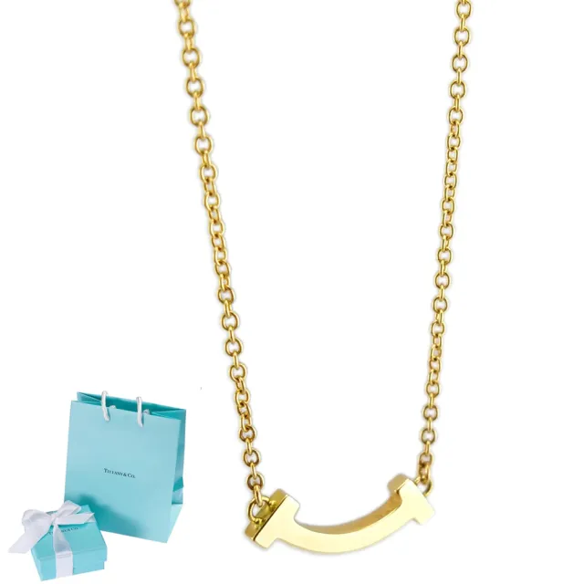 【Tiffany&Co. 蒂芙尼】Smile系列-18K金迷你微笑墜飾項鍊