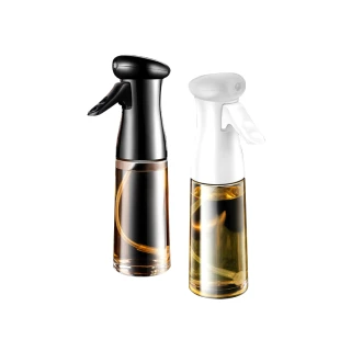 【新錸家居】氣壓式扇型霧化噴油瓶230ml-2入(耐熱玻璃瓶身 專利噴頭 均勻噴灑 節能省油)