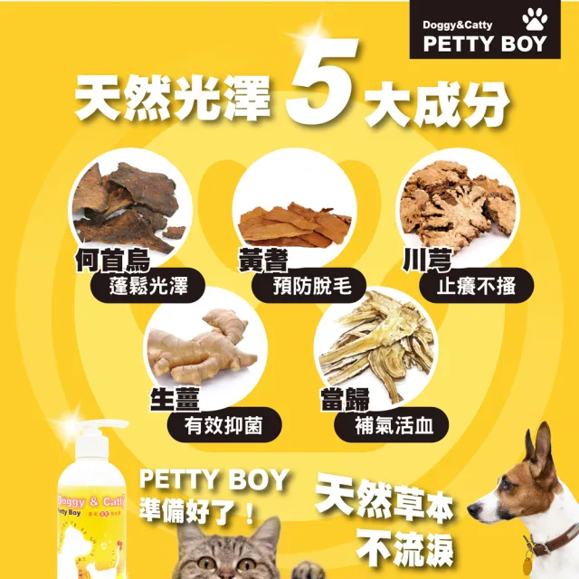 【Petty Boy】有機茶樹精油驅蚊洗毛精300ml*1入+何首烏蓬鬆洗毛精300ml*2入(寵物專用貓咪狗狗通用)