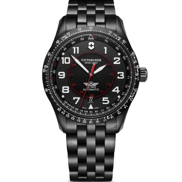 【VICTORINOX 瑞士維氏】Airboss Black Edition 自動上鏈機械三針腕錶 618年中慶(VISA-241974)
