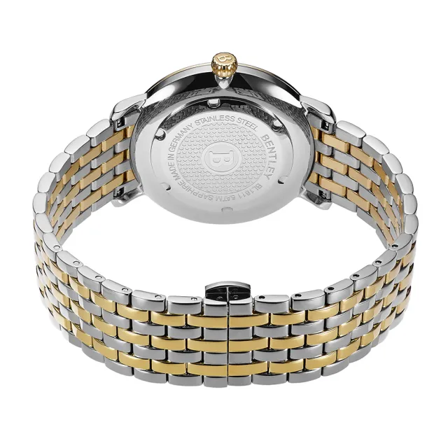 【Bentley 賓利】Aurora系列 時尚手錶(藍/金銀 BL1811-10MTNI)