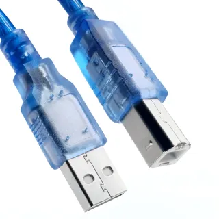 【UniSync】USB2.0A公對B公印表機傳真機傳輸連接線 透藍3M/2入