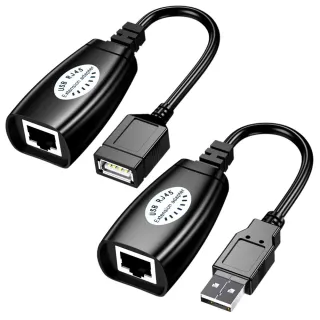 【UniSync】USB轉Cat5/RJ45轉接器/高穩定信號延長放大器 公+母套組