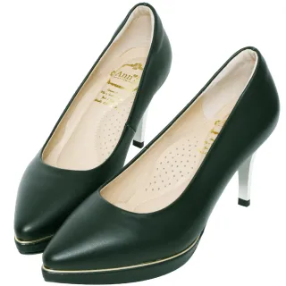 【Ann’S】走路有風-小羊皮素綿防水台電鍍細跟尖頭高跟鞋8.5cm(黑)