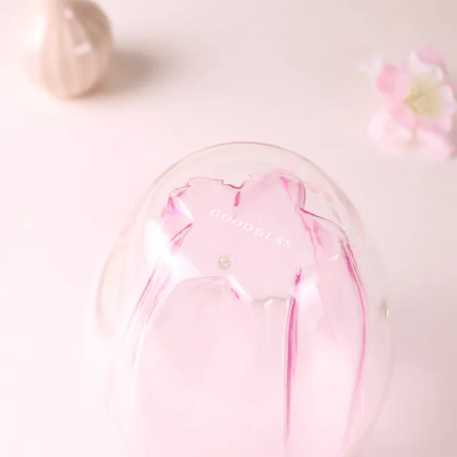 【好玻GOODGLAS】粉紅櫻花雙層玻璃杯240ml