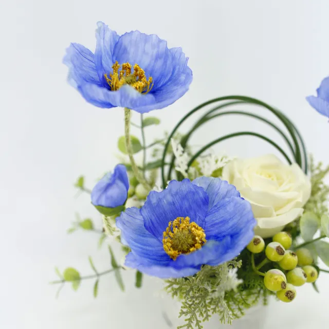 【HUGO DECO 榆果傢飾】藍色虞美人香氛花藝(擬真花/香氛/花禮/節慶送花)