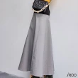 【iROO】復古風 牛仔剪接 格紋長裙