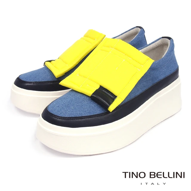 TINO BELLINI 貝里尼 潮流元素撞色造型厚底休閒鞋FCO0011(牛仔藍)