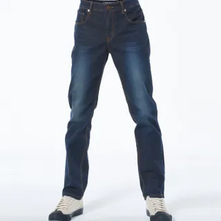 【BLUE WAY】男款 側鬼頭 三色繡線 彈性 中腰 直筒褲 牛仔褲-鬼洗